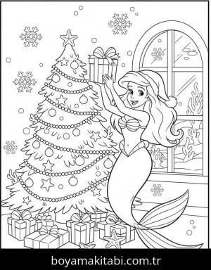 Disney Noel boyama sayfası – basit çizim, kolay boyama