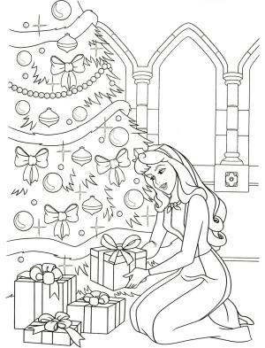 Disney Prensesi boyama sayfası,  coloring page, Noel’de Prenses Aurora, 