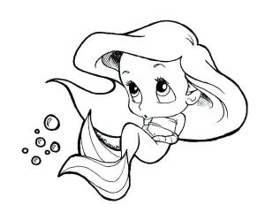 Disney Prensesi boyama sayfası,  coloring page, Chibi Ariel, 