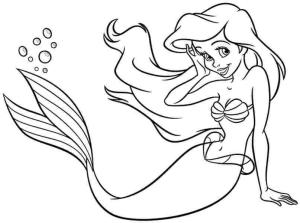 Disney Prensesi boyama sayfası,  coloring page, Prenses Ariel Gülen, 