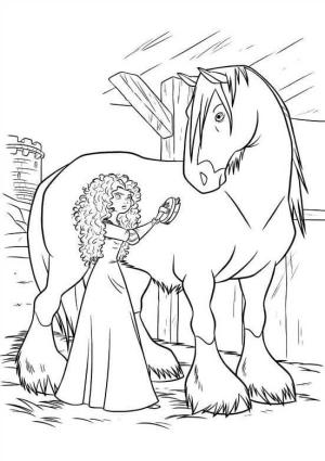 Disney Prensesi boyama sayfası,  coloring page, Angus İçin Merida Banyosu, 