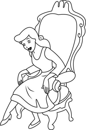 Disney Prensesi boyama sayfası,  coloring page, Külkedisi Oturuyor, 