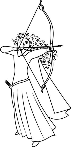 Disney Prensesi boyama sayfası,  coloring page, Merida Okçuluğu, 