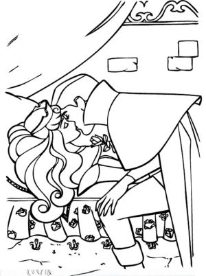 Disney Prensesi boyama sayfası,  coloring page, Phillip Aurora Öpüşme, 