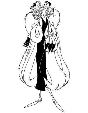 Disney boyama sayfası,  coloring page, Cruella De Vil Disney Villain, 