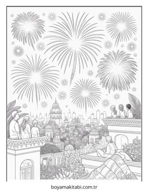 Diwali boyama sayfası – kolay boyama, eğitici aktivite