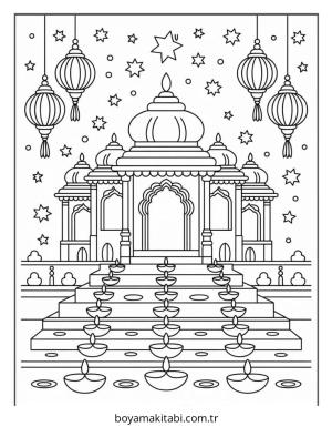 Diwali boyama sayfası – eğitici aktivite, yaratıcılık