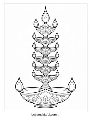 Diwali boyama sayfası – sanatsal çalışma, çocuklar için