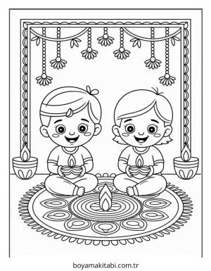 Diwali boyama sayfası – yaratıcılığı geliştirir, keyifli zaman