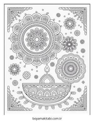 Diwali boyama sayfası – boyama çalışması, yaratıcılığı geliştirir