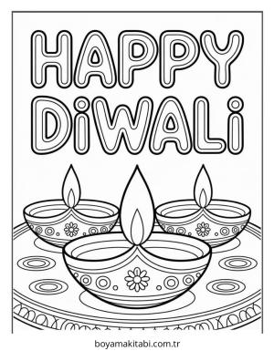 Diwali boyama sayfası – renkli çizimler, okul öncesi
