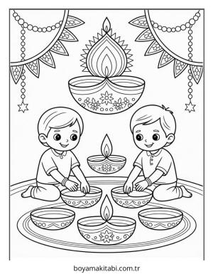 Diwali boyama sayfası – yaratıcılık, eğlenceli etkinlik