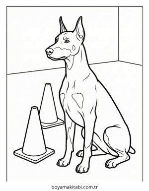 Doberman boyama sayfası – eğlenceli etkinlik, el becerilerini geliştirir