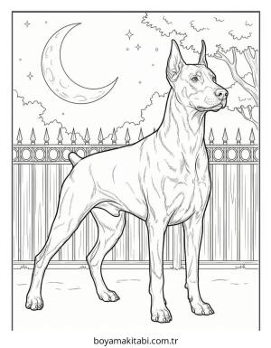 Doberman boyama sayfası – PDF indir, sevimli karakter