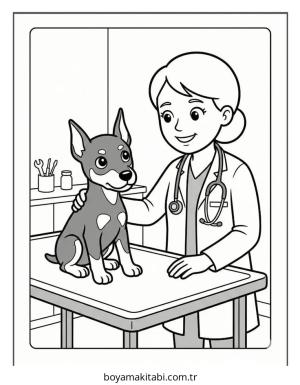 Doberman boyama sayfası – sanatsal çalışma, çocuklar için