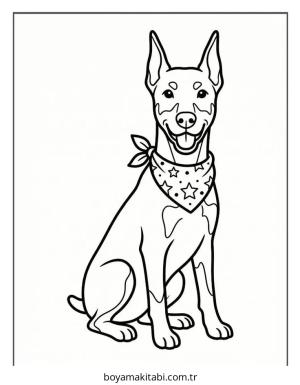 Doberman boyama sayfası – keyifli zaman, renkli çizimler