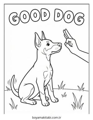 Doberman boyama sayfası – çizgi film temalı, basit çizim