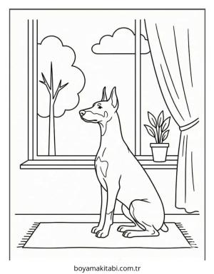 Doberman boyama sayfası – boyama etkinliği, çocuk aktivitesi