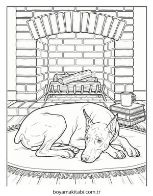 Doberman boyama sayfası – çocuklar için, çizgi film temalı