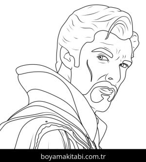 Dr. Strange boyama sayfası – sevimli karakter, sanatsal çalışma
