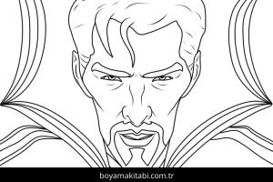 Dr. Strange boyama sayfası – çizgi film temalı, basit çizim