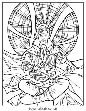 Dr. Strange boyama sayfası – renkli çizimler, okul öncesi