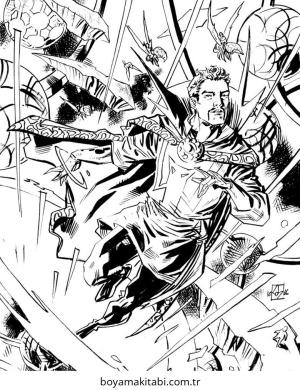 Dr. Strange boyama sayfası – çizgi film temalı, basit çizim
