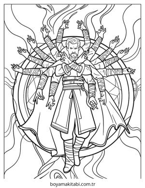 Dr. Strange boyama sayfası – sanatsal çalışma, çocuklar için