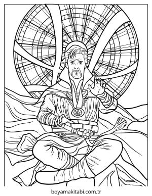 Dr. Strange boyama sayfası – sevimli karakter, sanatsal çalışma