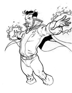 Dr. Strange boyama sayfası,  coloring page, Strange büyülü nesneleri ustalıkla manipüle eder, 