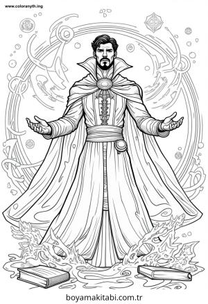 Dr. Strange boyama sayfası – sanatsal çalışma, çocuklar için