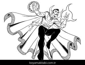 Dr. Strange boyama sayfası – çizgi film temalı, basit çizim