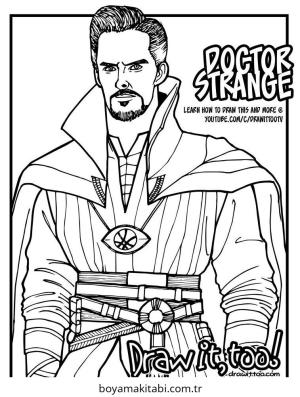 Dr. Strange boyama sayfası – çizgi film temalı, basit çizim