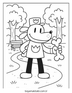 Dog Man boyama sayfası – boyama etkinliği, çocuk aktivitesi