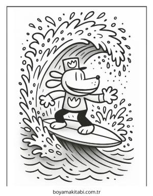 Dog Man boyama sayfası – renkli çizimler, okul öncesi