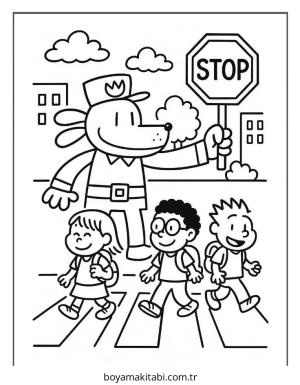 Dog Man boyama sayfası – el becerilerini geliştirir, boyama çalışması