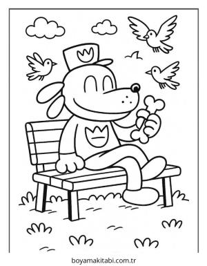 Dog Man boyama sayfası – boyama çalışması, yaratıcılığı geliştirir