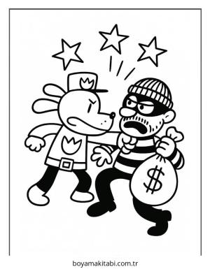 Dog Man boyama sayfası – yaratıcılığı geliştirir, keyifli zaman