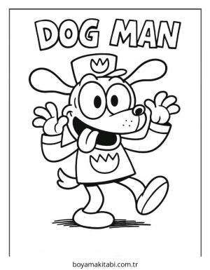Dog Man boyama sayfası – basit çizim, kolay boyama