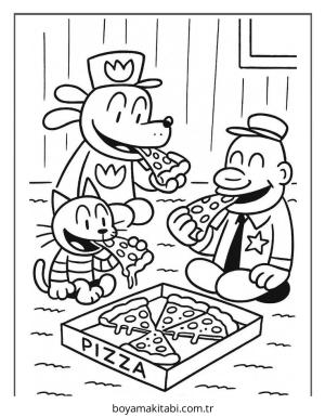 Dog Man boyama sayfası – çocuk aktivitesi, PDF indir