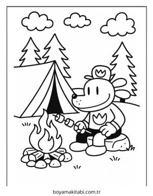 Dog Man boyama sayfası – çocuk aktivitesi, PDF indir