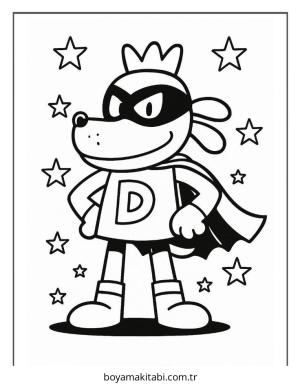 Dog Man boyama sayfası – eğitici aktivite, yaratıcılık