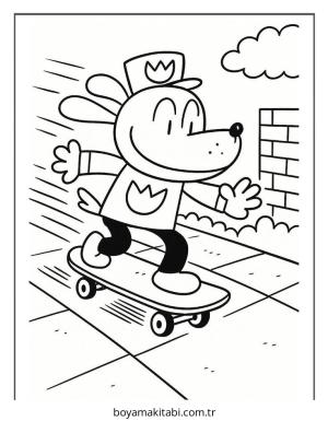 Dog Man boyama sayfası – eğlenceli etkinlik, el becerilerini geliştirir