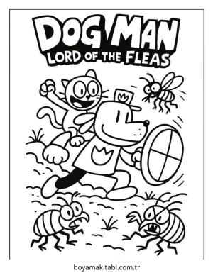 Dog Man boyama sayfası – çocuklar için, çizgi film temalı