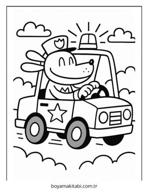 Dog Man boyama sayfası – sevimli karakter, sanatsal çalışma