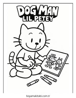 Dog Man boyama sayfası – el becerilerini geliştirir, boyama çalışması
