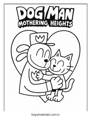 Dog Man boyama sayfası – basit çizim, kolay boyama