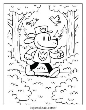 Dog Man boyama sayfası – eğitici aktivite, yaratıcılık