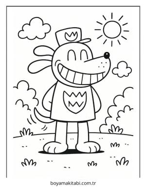 Dog Man boyama sayfası – basit çizim, kolay boyama