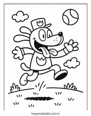 Dog Man boyama sayfası – keyifli zaman, renkli çizimler